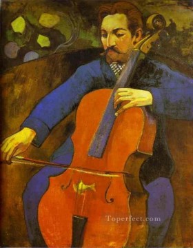 The Cellist Portrait of Upaupa Scheklud Post Impressionism Primitivism Paul Gauguin Oil Paintings